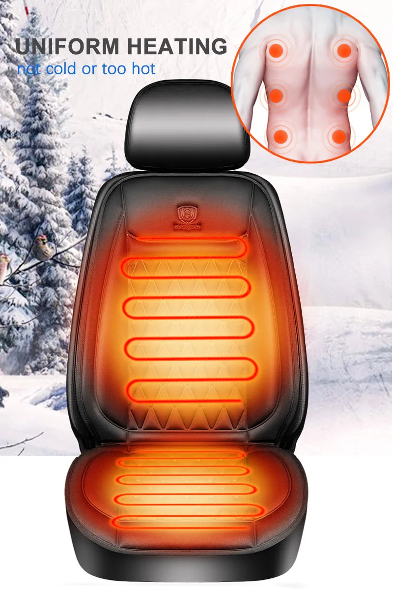 12V Heated Car Seat Cushion | Winter Warmer Seat Cover with 3 Heat Modes