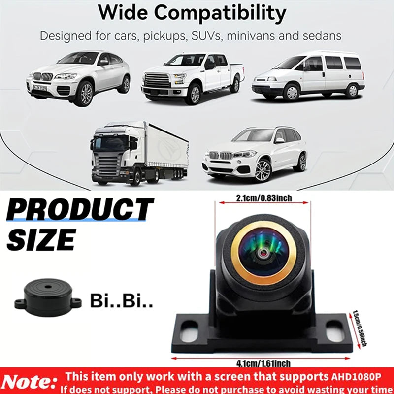 AI Smart Backup Camera | 170° Fisheye AHD 1080P with ADAS Obstacle Detection