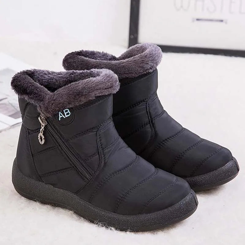 Comfortable waterproof winter boots for women with soft fur and zipper design. Perfect for snowy days.