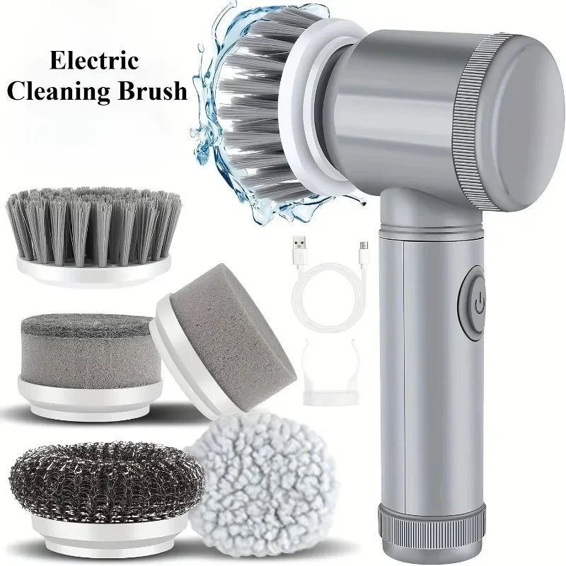 Electric Spin Scrubber | Cordless Bathroom Cleaning Brush with 5 Replaceable Heads