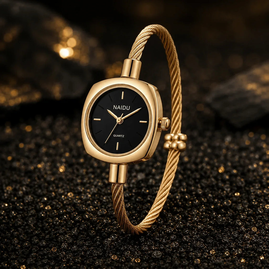 Women's Gold Bangle Watch – Luxury Stainless Steel Quartz