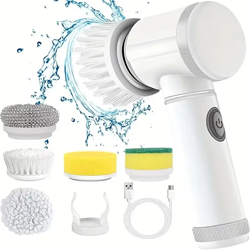 Electric Spin Scrubber | Cordless Bathroom Cleaning Brush with 5 Replaceable Heads