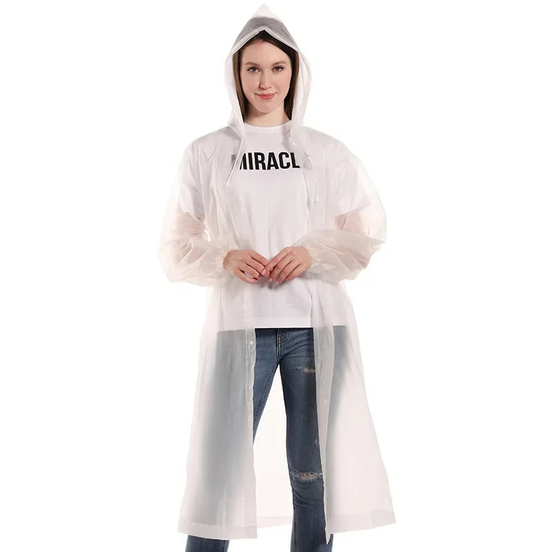 Packable Button-Front EVA Raincoat