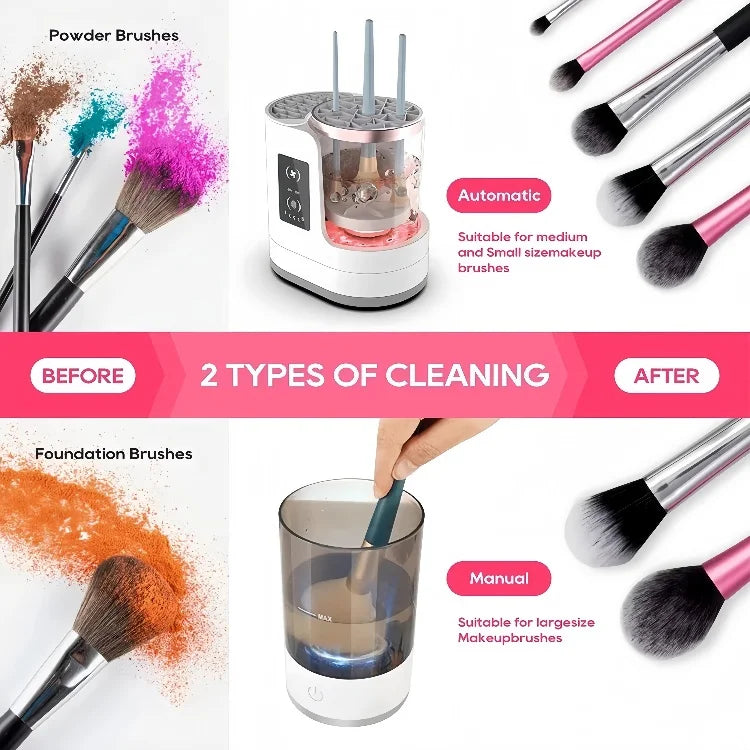 3-in-1 Electric Makeup Brush Cleaner & Dryer – Fast Spin Cleaning Machine
