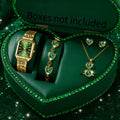 Elegant Rectangle Women's Quartz Watch & Rhinestone Jewelry Set – 6PCS Ladies Wristwatch