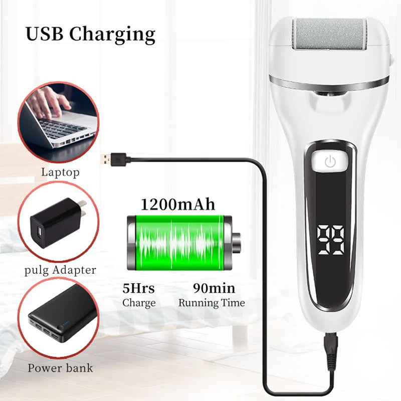 Electric Foot Callus Remover | 18-in-1 Pedicure Kit with 3 Roller Heads