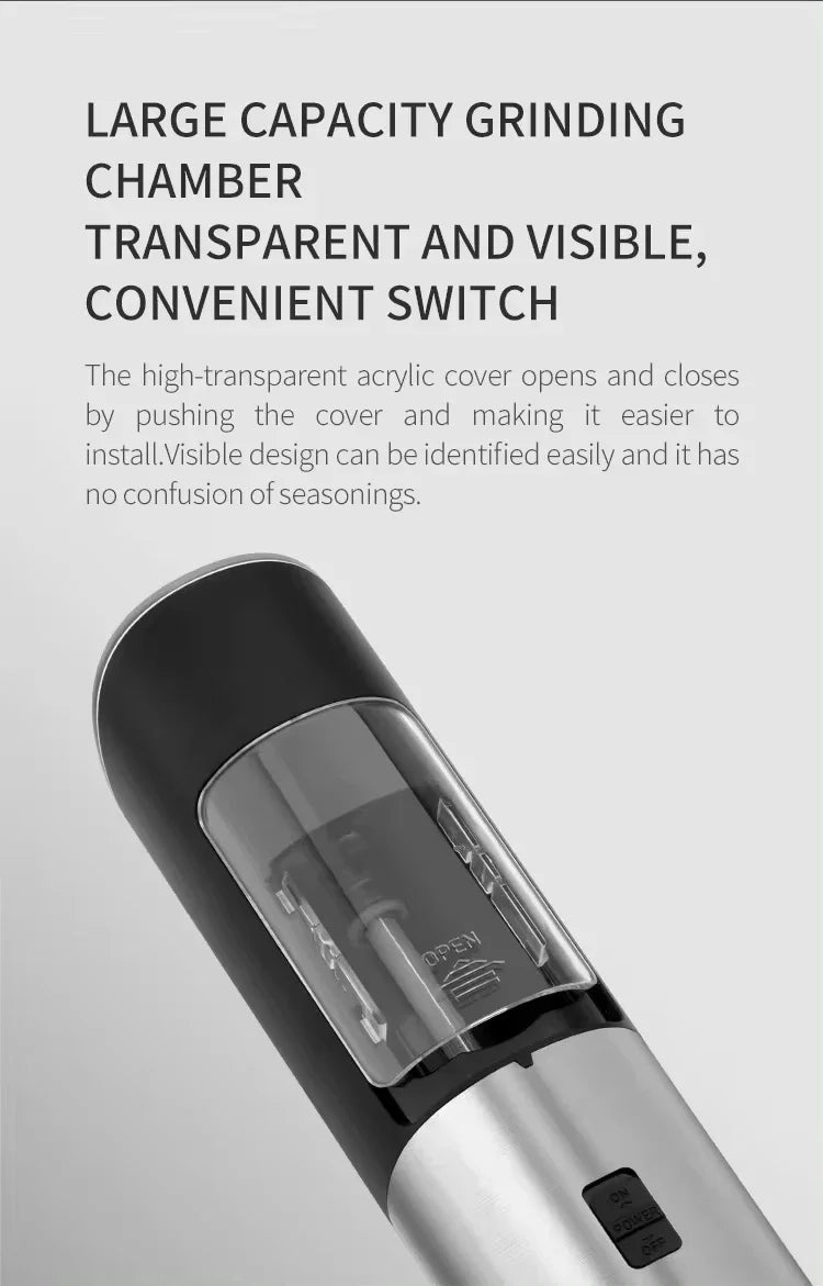 Electric Automatic Salt and Pepper Grinder Set with LED Light Adjustable Coarseness Spice Mill Kitchen Tools for Cooking