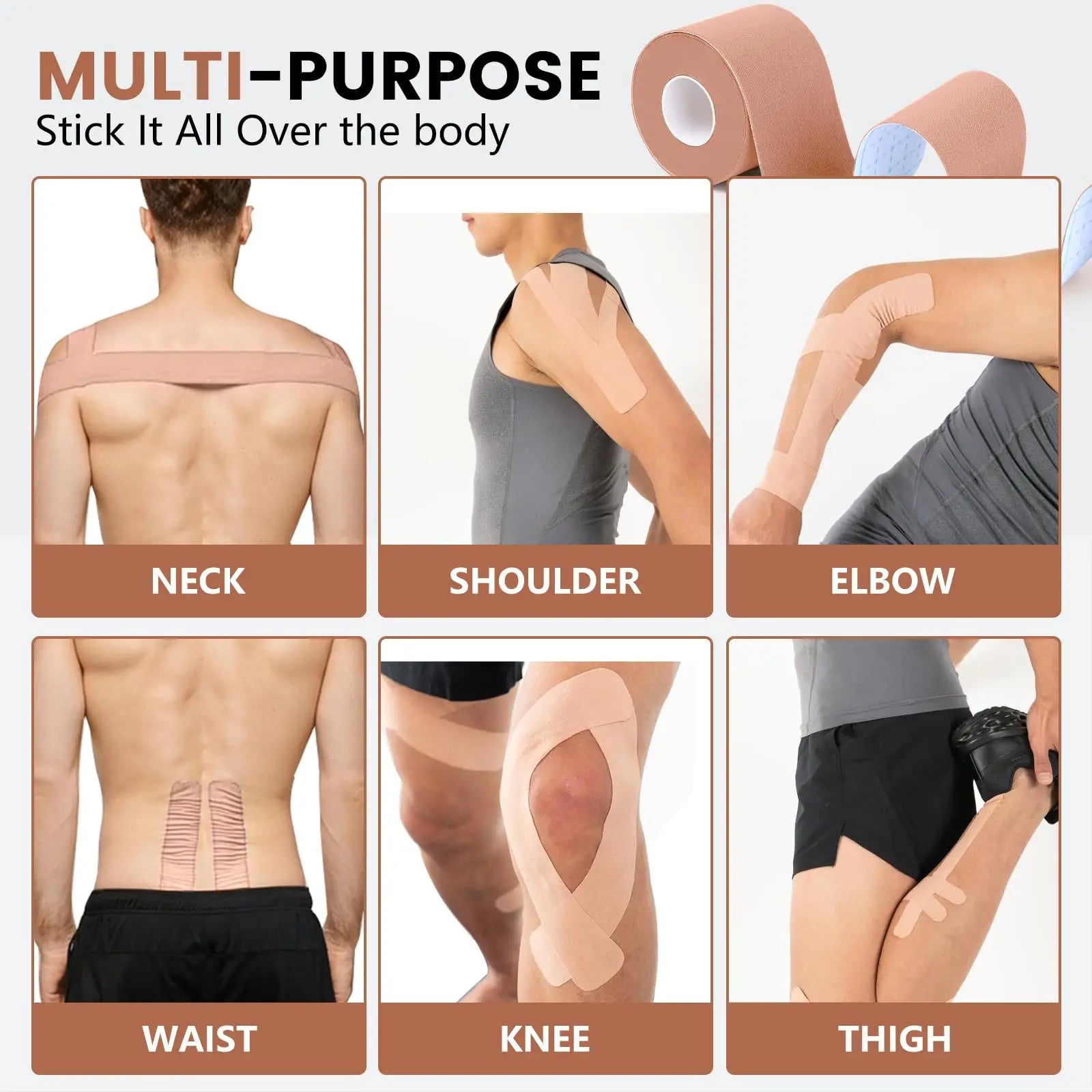 Pre-Cut Kinesiology Tape – 5cm×5m Waterproof Elastic Muscle Support