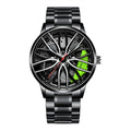 Men's Sports 3D Car Wheel Quartz Watch – Stainless Steel Band Wristwatch