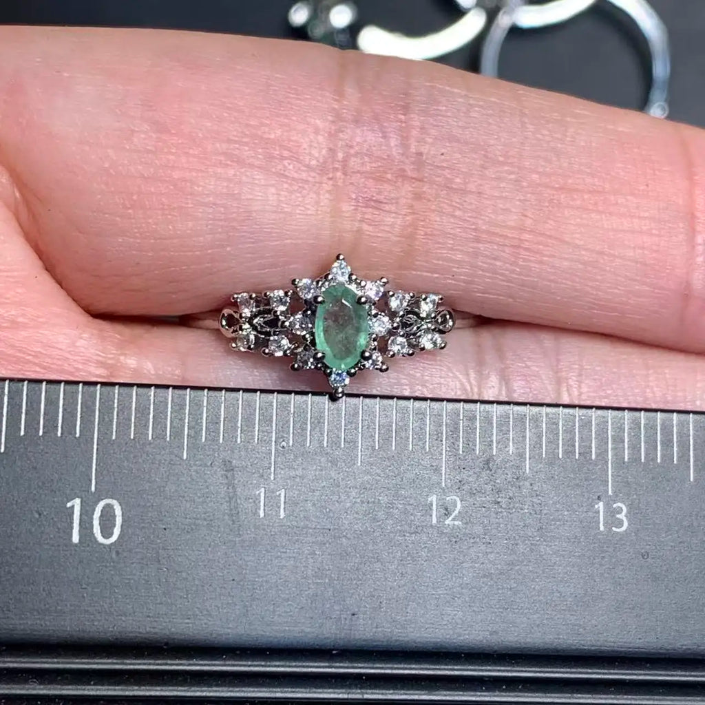 Natural Emerald Adjustable Ring – Multiple Styles Vintage Gemstone Ring for Women