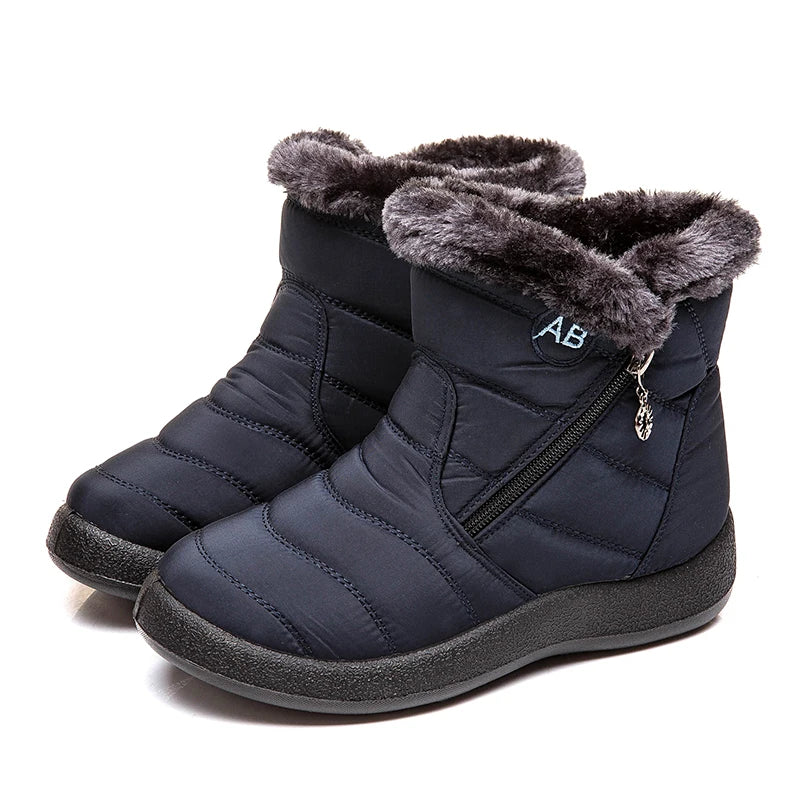 Comfortable waterproof winter boots for women with soft fur and zipper design. Perfect for snowy days.