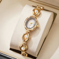 Elegant Pearl Bracelet Women's Diamond Quartz Watch – Fashion Ladies Wristwatch