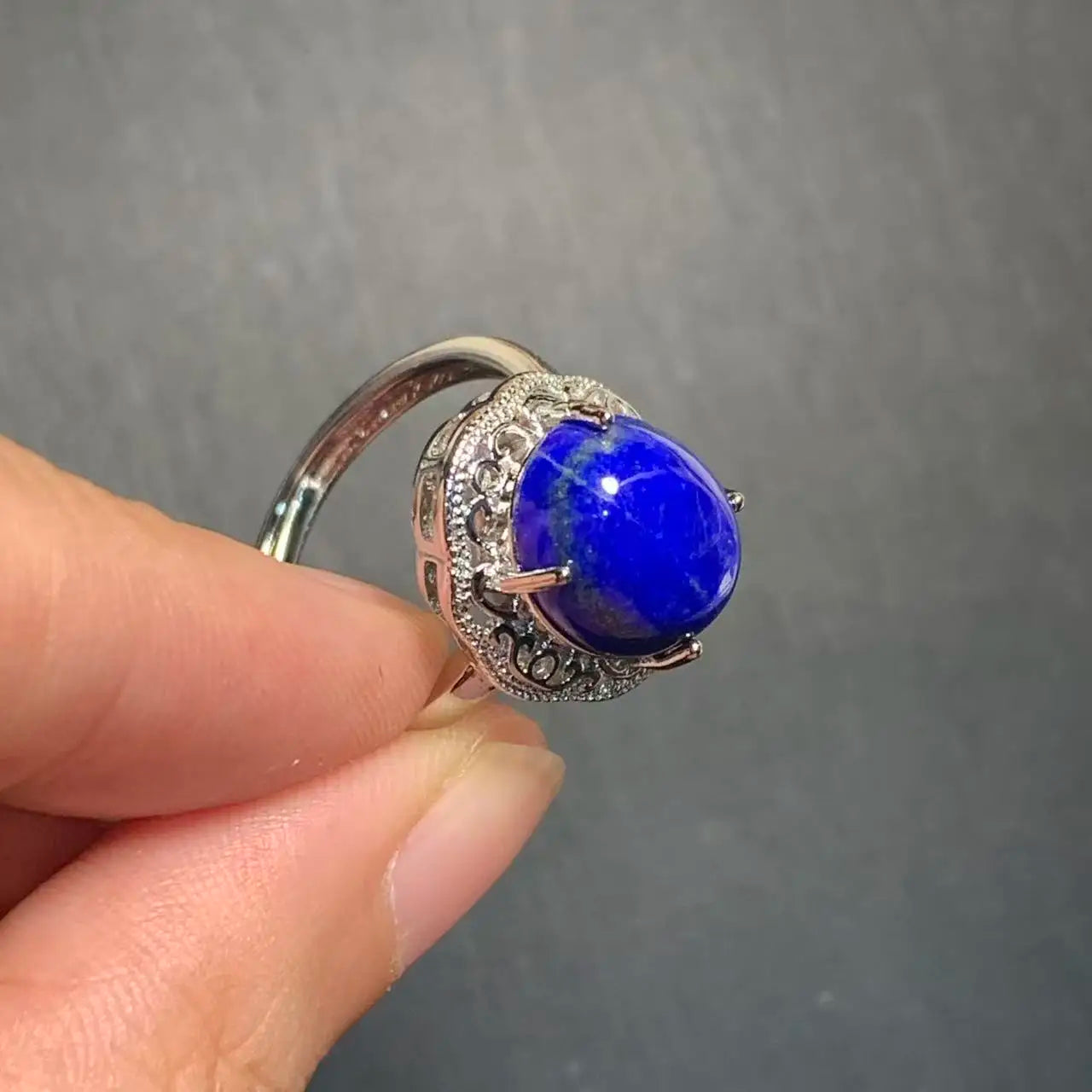 Natural Lapis Lazuli Adjustable Ring – Vintage Fine Jewelry for Women