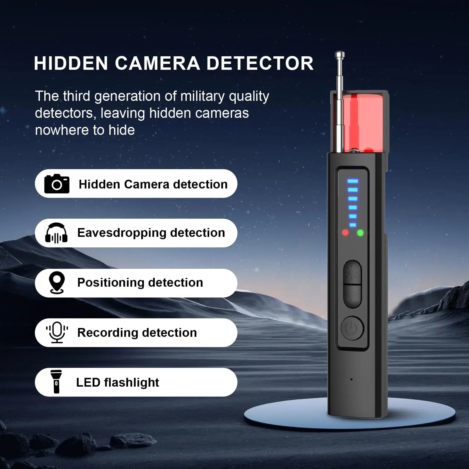 6-in-1 Anti-Spy Detector – Hidden Camera, GPS & RF Signal Scanner