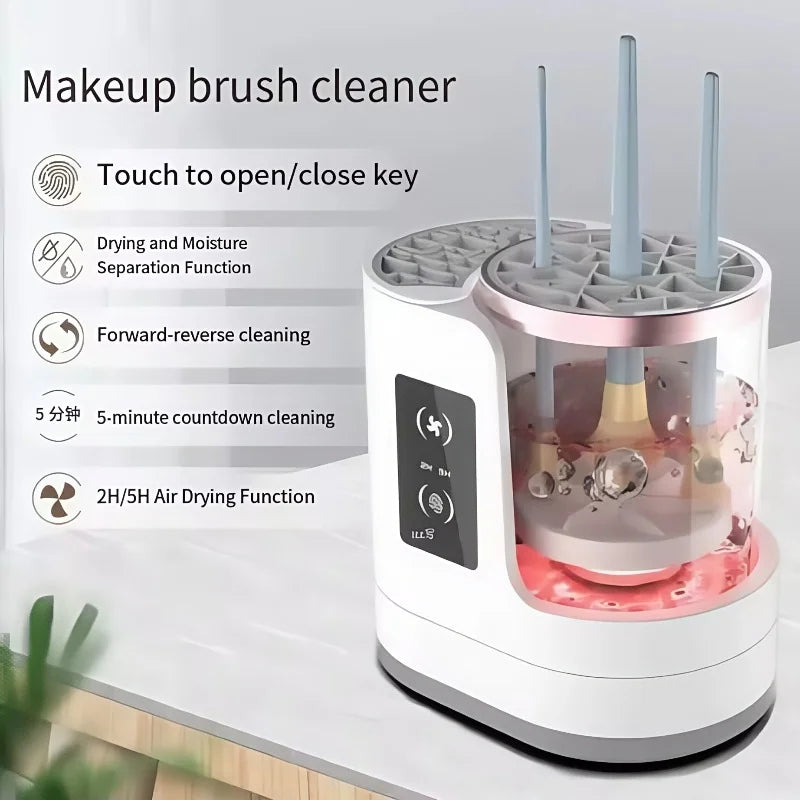 3-in-1 Electric Makeup Brush Cleaner & Dryer – Fast Spin Cleaning Machine