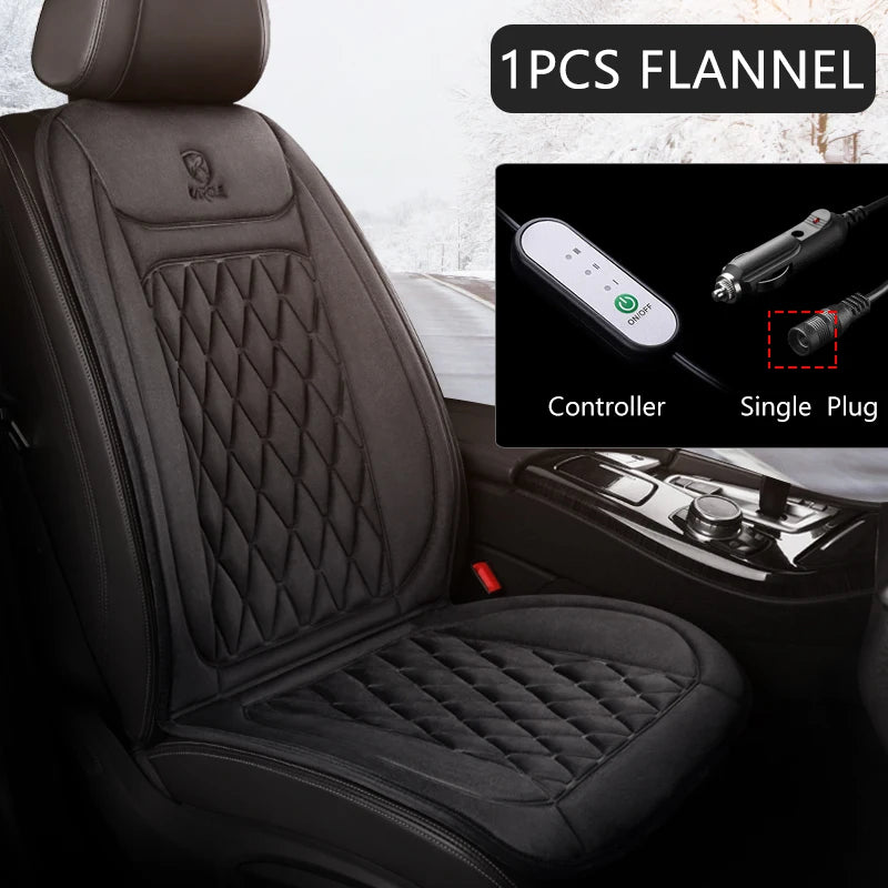 12V Heated Car Seat Cushion | Winter Warmer Seat Cover with 3 Heat Modes