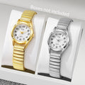 Elegant Elastic Strap Women's Quartz Watch – Small Arabic Dial Ladies Wristwatch Set