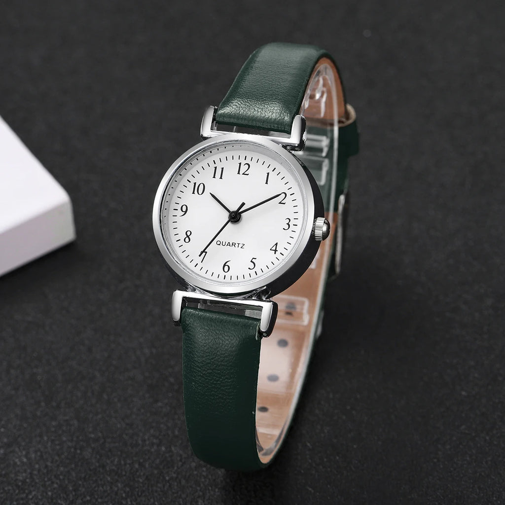 Fashion Small Dial Women's Quartz Watch – Leather Band Analog Wristwatch
