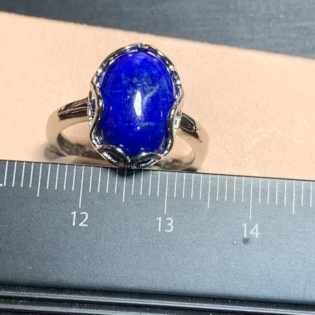 Natural Lapis Ring – Adjustable Vintage Gemstone Ring for Women