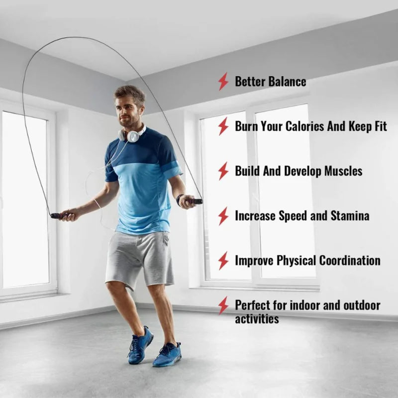 Steel Wire Speed Jump Rope – 3M Cable Fitness Skipping Rope