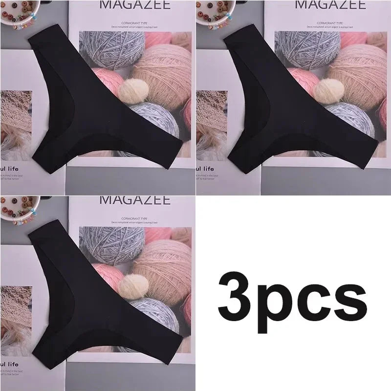 3PCS seamless low-waist panties, ice silk, breathable, quick-drying, with cotton crotch. Ideal for sports