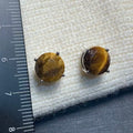 Vintage Natural Tiger's Eye Copper Stud Earrings – Genuine Gemstone for Women