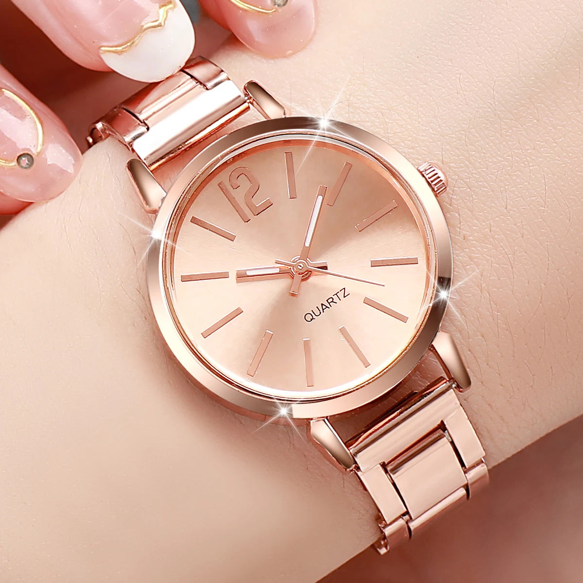 Fashion Women's Stainless Steel Quartz Watch – Analog Wristwatch Set 1/3PCS
