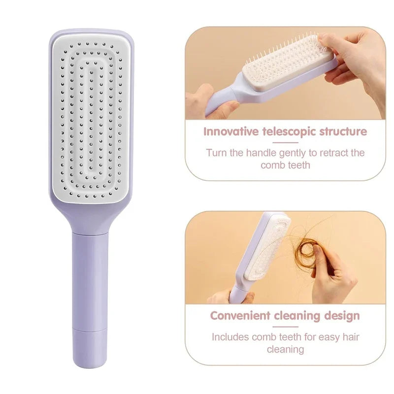 Self-Cleaning Hairbrush – One-Click Hair Removal Detangling Brush