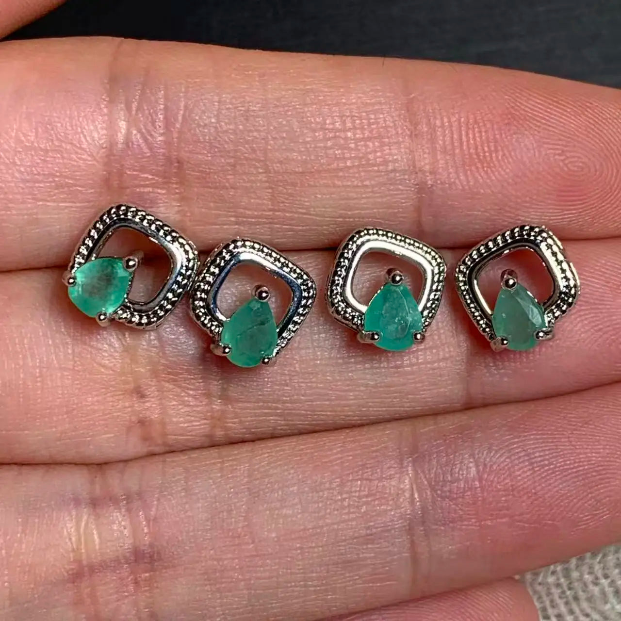 Natural Emerald Stud Earrings – 925 Sterling Silver 5x3MM Fine Jewelry for Women