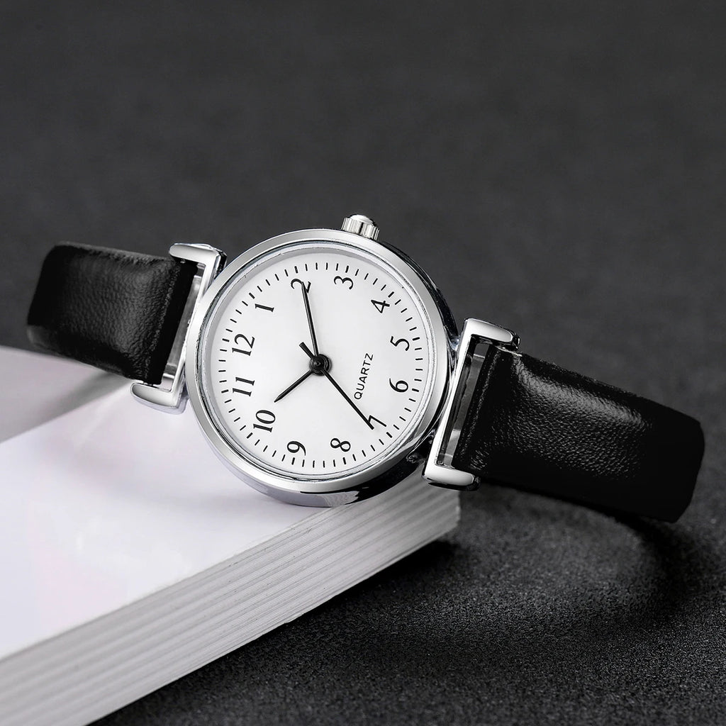 Fashion Small Dial Women's Quartz Watch – Leather Band Analog Wristwatch