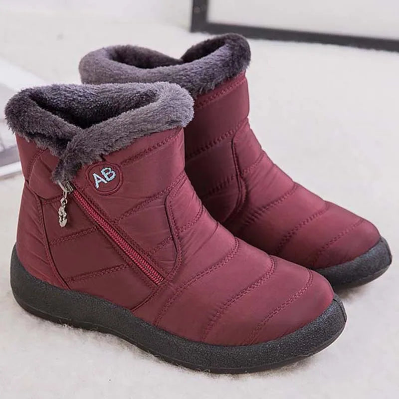 Comfortable waterproof winter boots for women with soft fur and zipper design. Perfect for snowy days.
