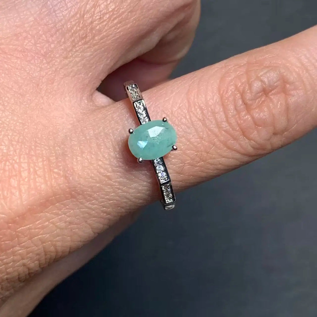 Natural Emerald Adjustable Ring – Multiple Styles Vintage Gemstone Ring for Women