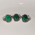 Natural Malachite Ring – 14MM Handmade Green Gemstone Ring for Women