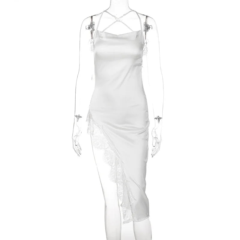 Sexy Lace Backless Bodycon Midi Dress