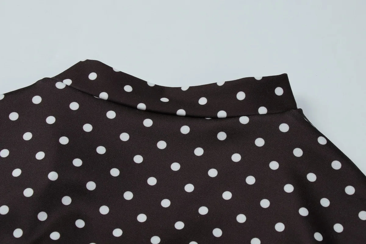Polka Dot Tie-Up Bodycon Hip Wrap Mini Dress