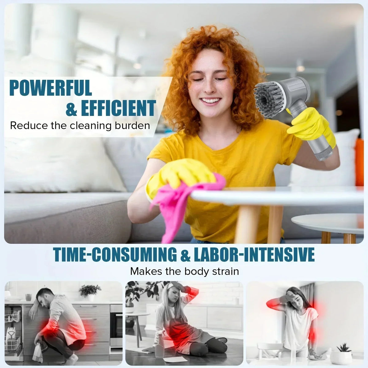 Electric Spin Scrubber | Cordless Bathroom Cleaning Brush with 5 Replaceable Heads