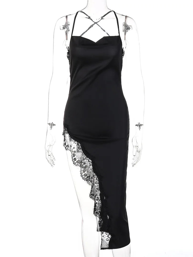 Sexy Lace Backless Bodycon Midi Dress