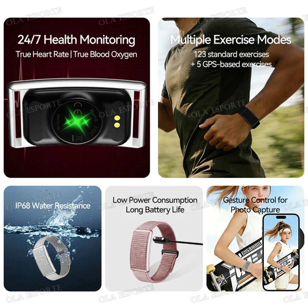 Smart Fitness Bracelet – No Screen | IP68 Waterproof | Heart Rate & Health Monitor