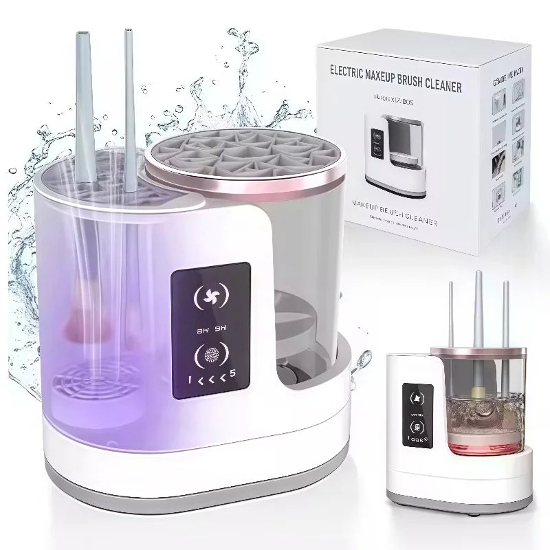 3-in-1 Electric Makeup Brush Cleaner & Dryer – Fast Spin Cleaning Machine