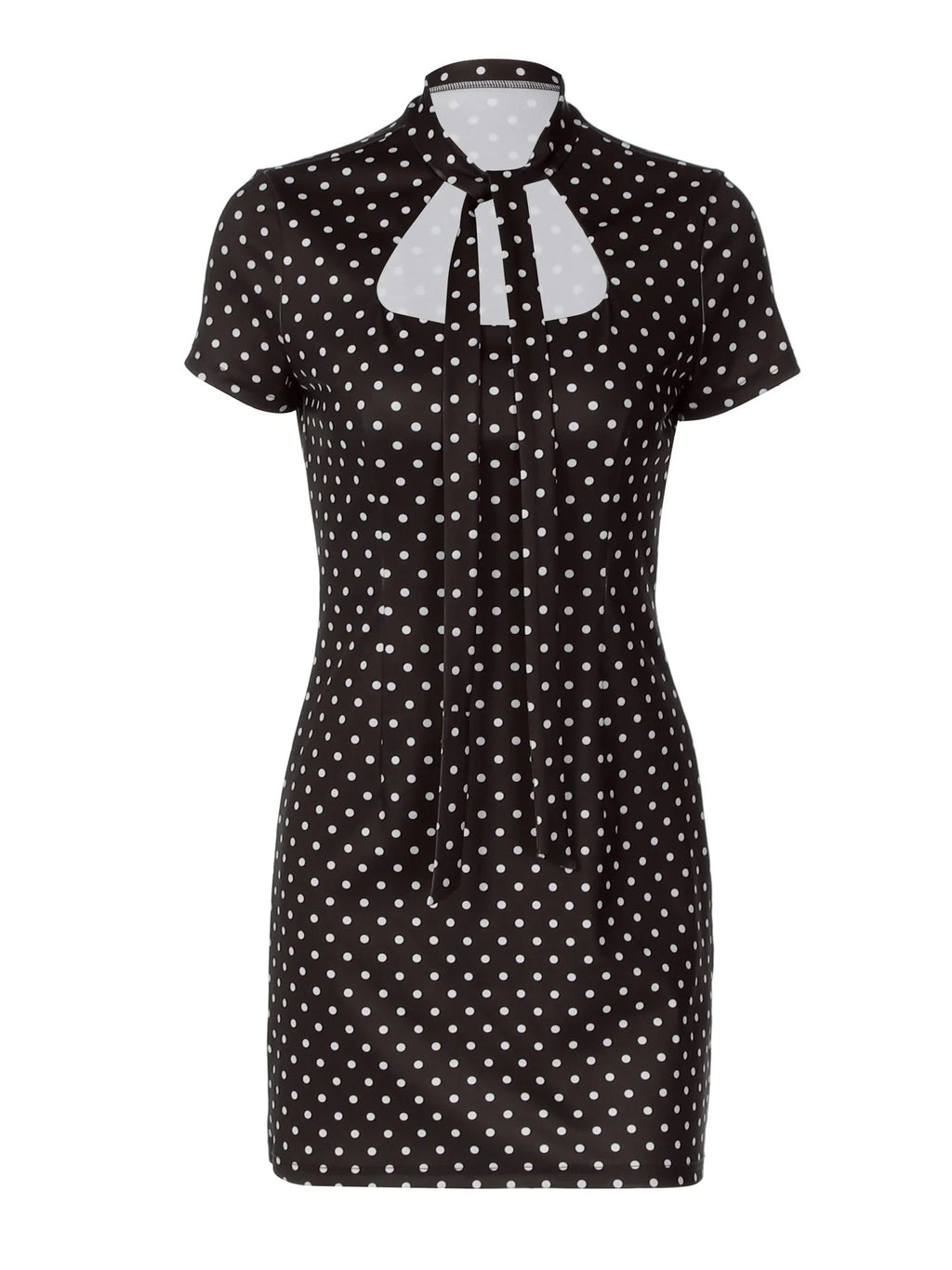 Polka Dot Tie-Up Bodycon Hip Wrap Mini Dress