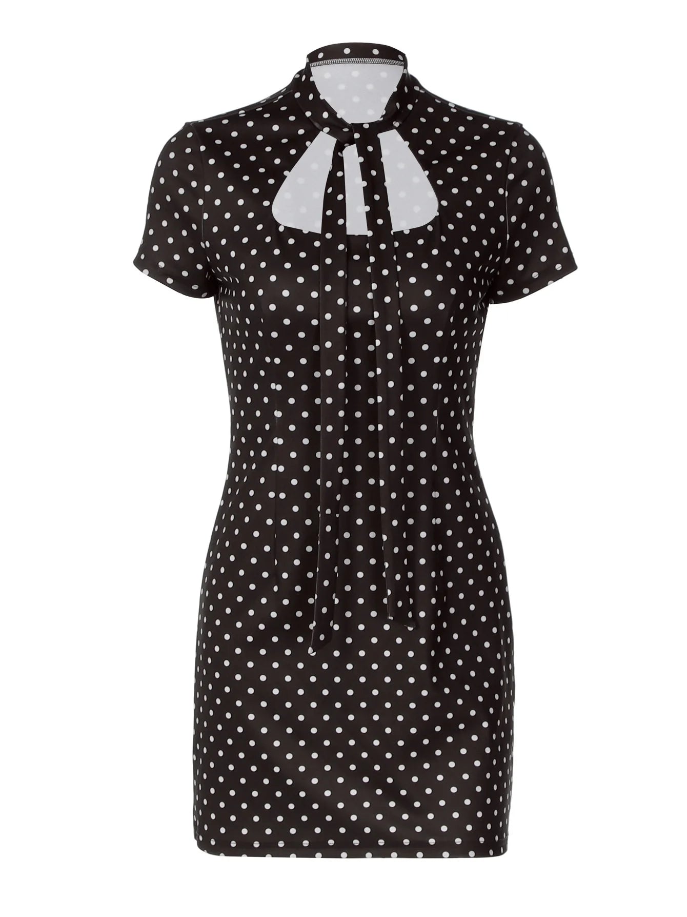 Polka Dot Tie-Up Bodycon Hip Wrap Mini Dress