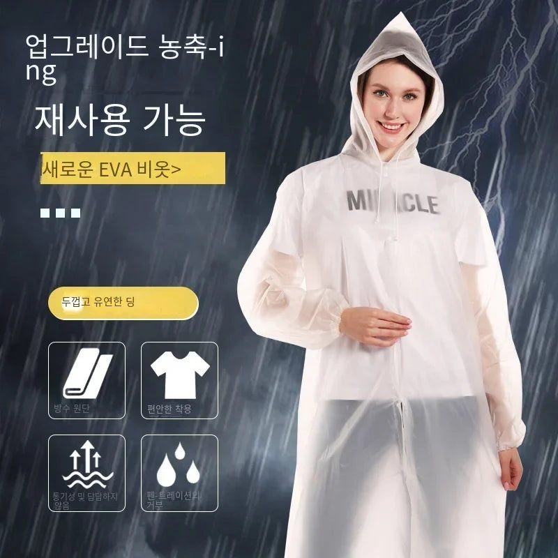 Packable Button-Front EVA Raincoat