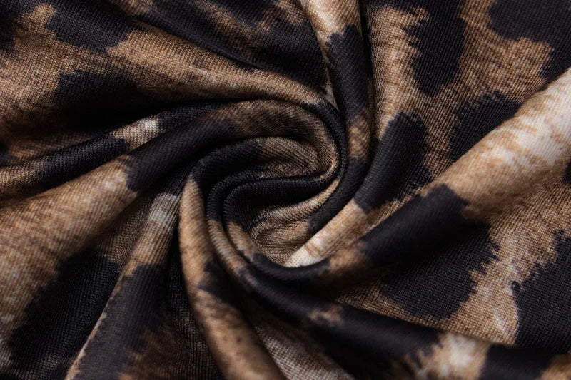 Leopard Print Chain Strap Maxi Dress