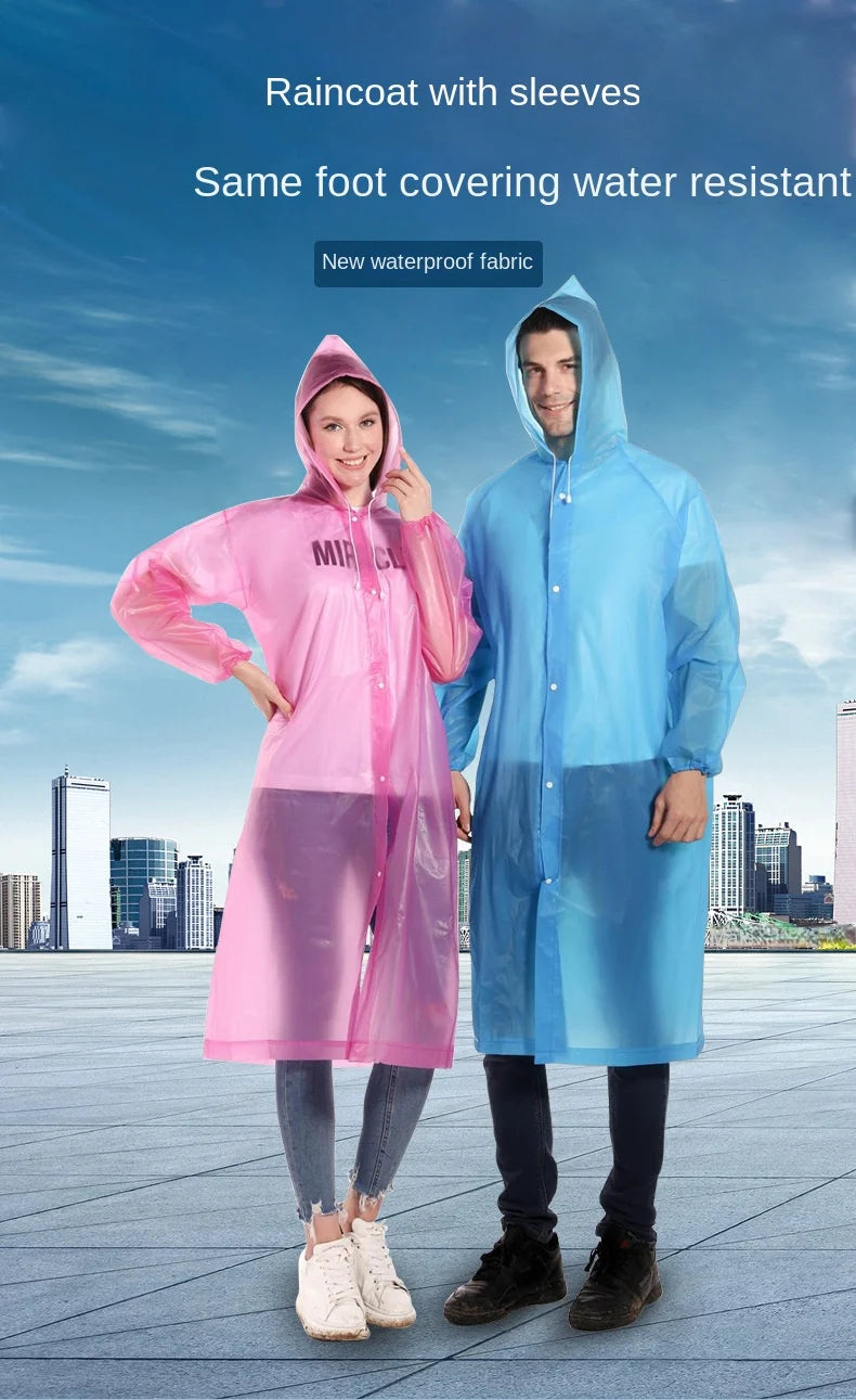 Packable Button-Front EVA Raincoat