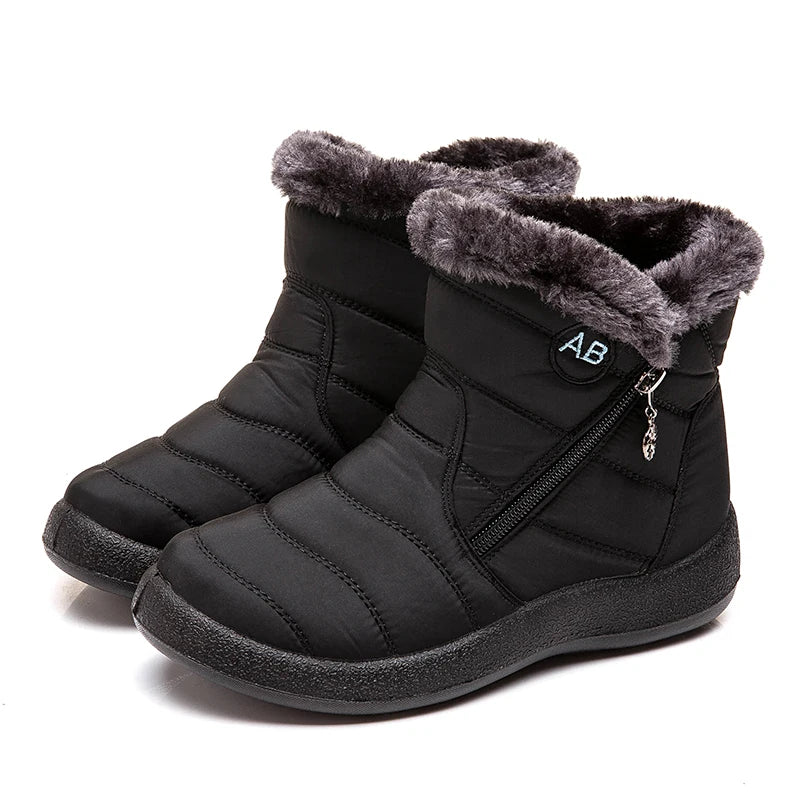 Comfortable waterproof winter boots for women with soft fur and zipper design. Perfect for snowy days.