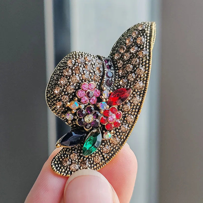Vintage Alloy Inlaid Rhinestone Flower