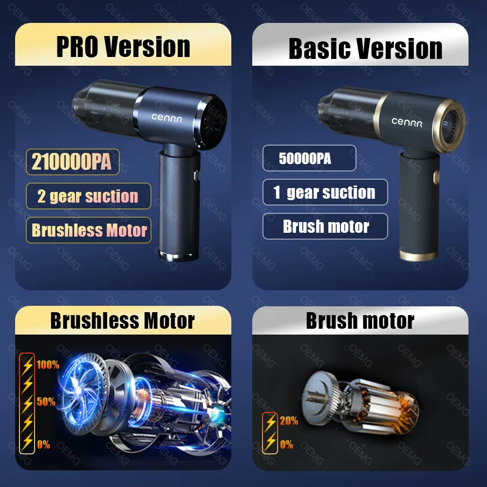 CENRR Car Vacuum Cleaner 210,000PA | Powerful Handheld Wireless Blower