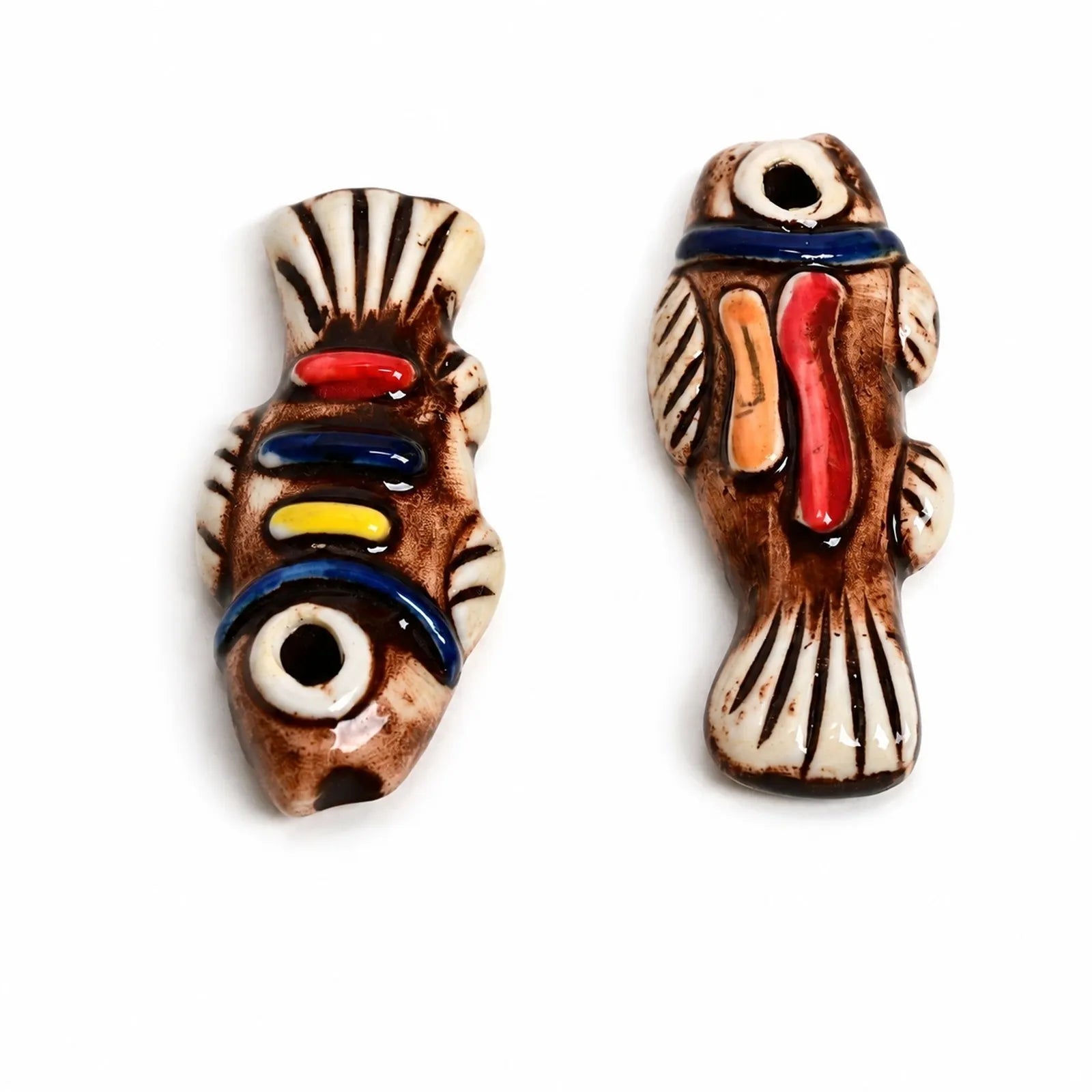Handmade Ceramic Fish Beads – Large Hole DIY Loose Beads for Jewelry Making