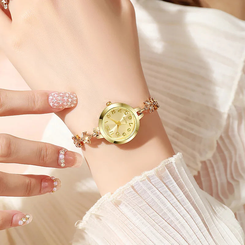 Elegant Women's Rhinestone Bracelet Quartz Watch – Luxury Ladies Wristwatch Gift