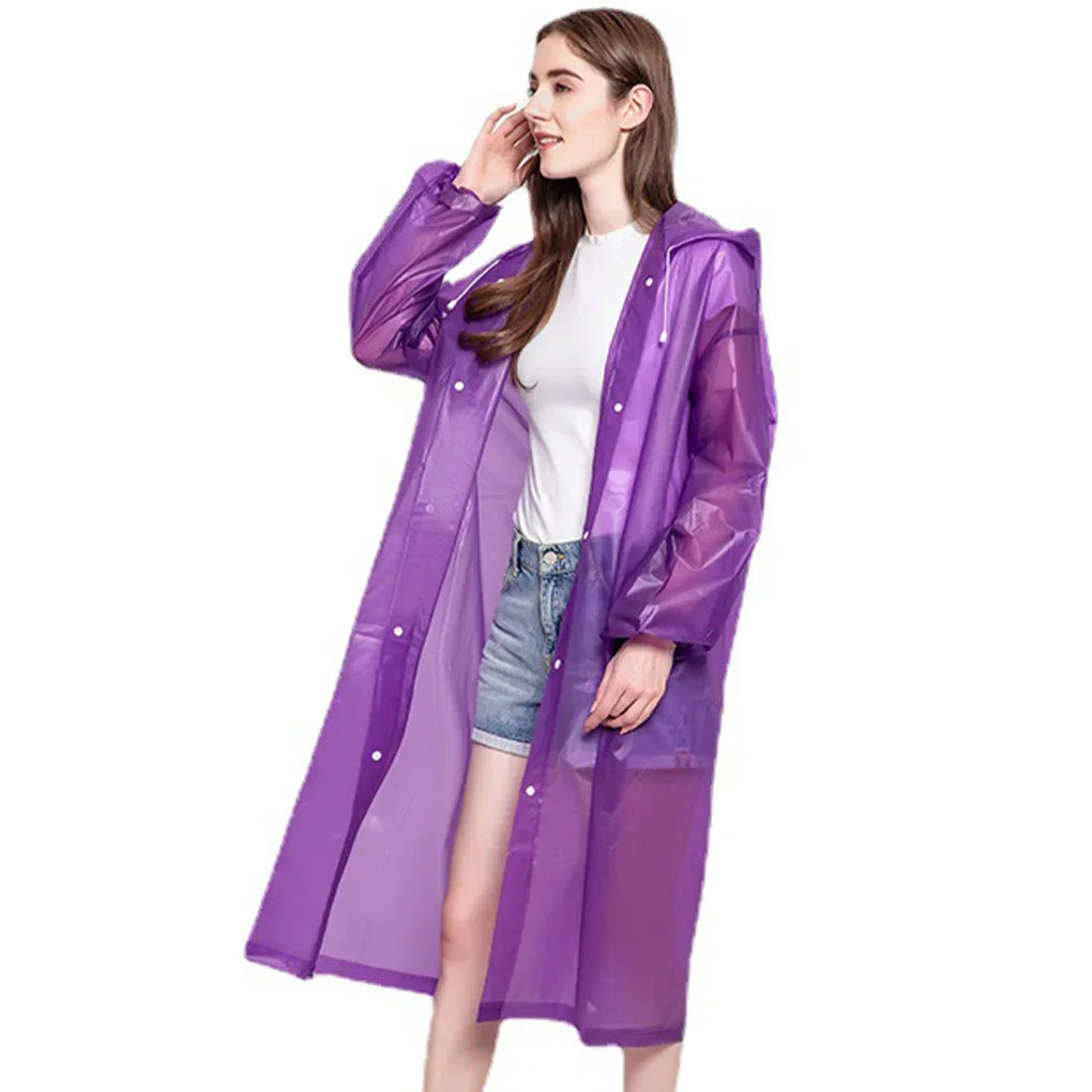 Packable Button-Front EVA Raincoat